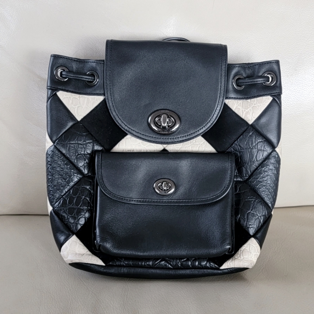COACH Canyon Quilt Mini Turnlock Rucksack In Exotic Embossed Leather